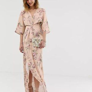 Hope & Ivy Pink Floral Maxi Dress Size 4